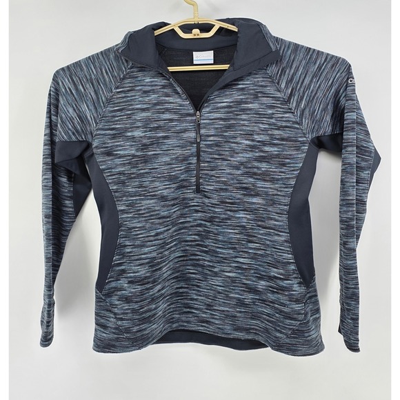 Columbia Tops - Columbia Women Size Large Blue Black Space Dye Quarter Zip Pullover Fleece Top